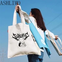 harajuku anime tote bag demon slayer print shopping bag dark hashibira inosuke shoulder canvas bag handbag shopper womens bags