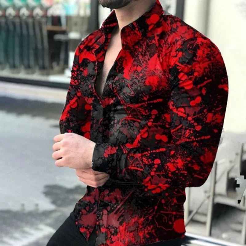 2022 Luxury Brand Social Men Shirts Gradual Casual Single Button Shirts Wild Shirts Printed Male Blouses S-6XL