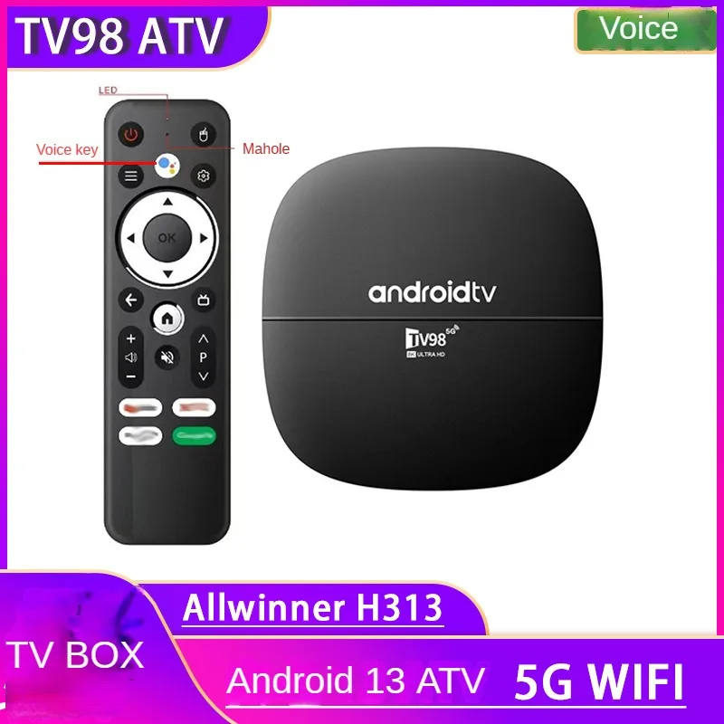Android 13 TV98 ATV Телеприставка H313 4K Bluetooth высокой четкости двухдиапазонный WIFI 5.0