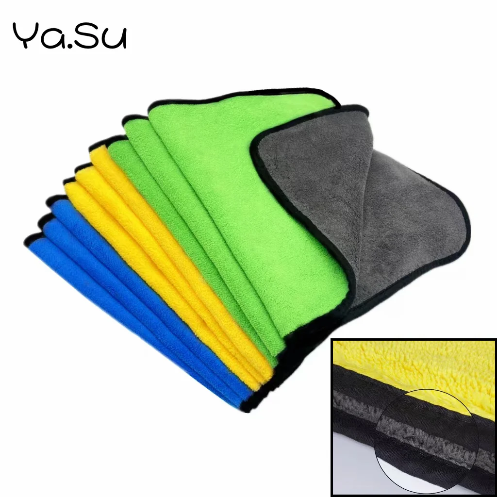 

Microfiber Towel Cleaning Soft Drying Cloth Thicken Car Body Washing Towels Super Absorbent Clean Rags 30/40/60cm Three Colors