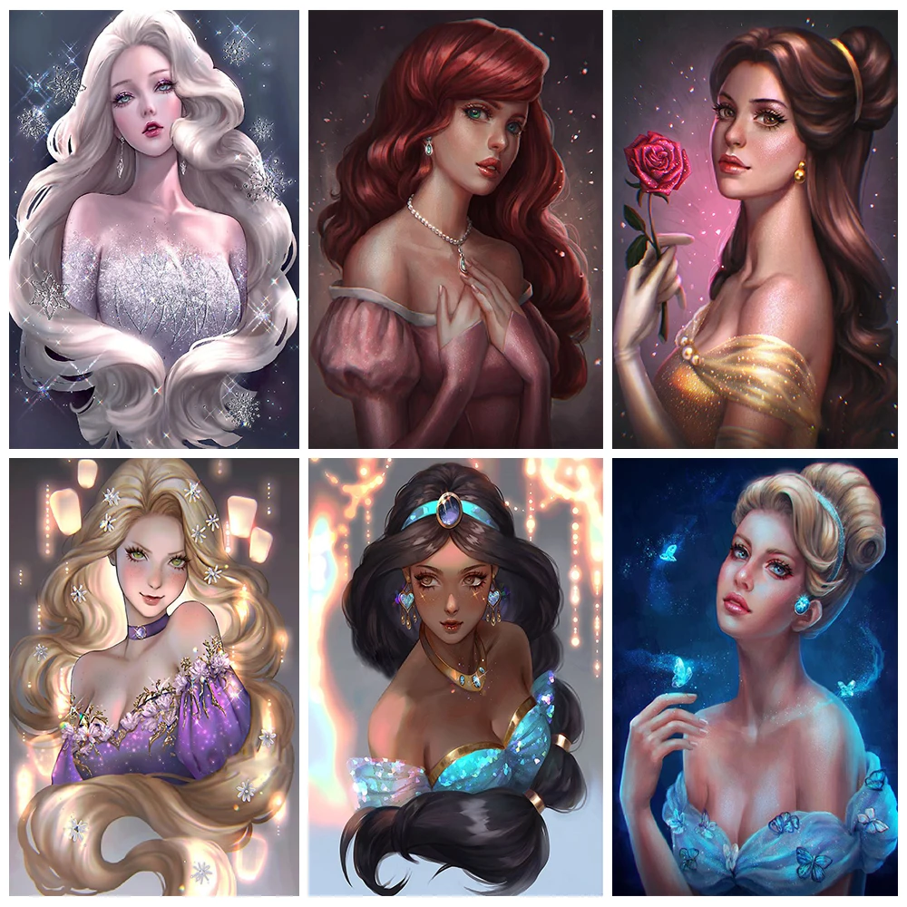 

Картина на холсте из Диснея сказочная принцесса блестящие постеры и принты Жасмин настенные картины для гостиной домашний декор