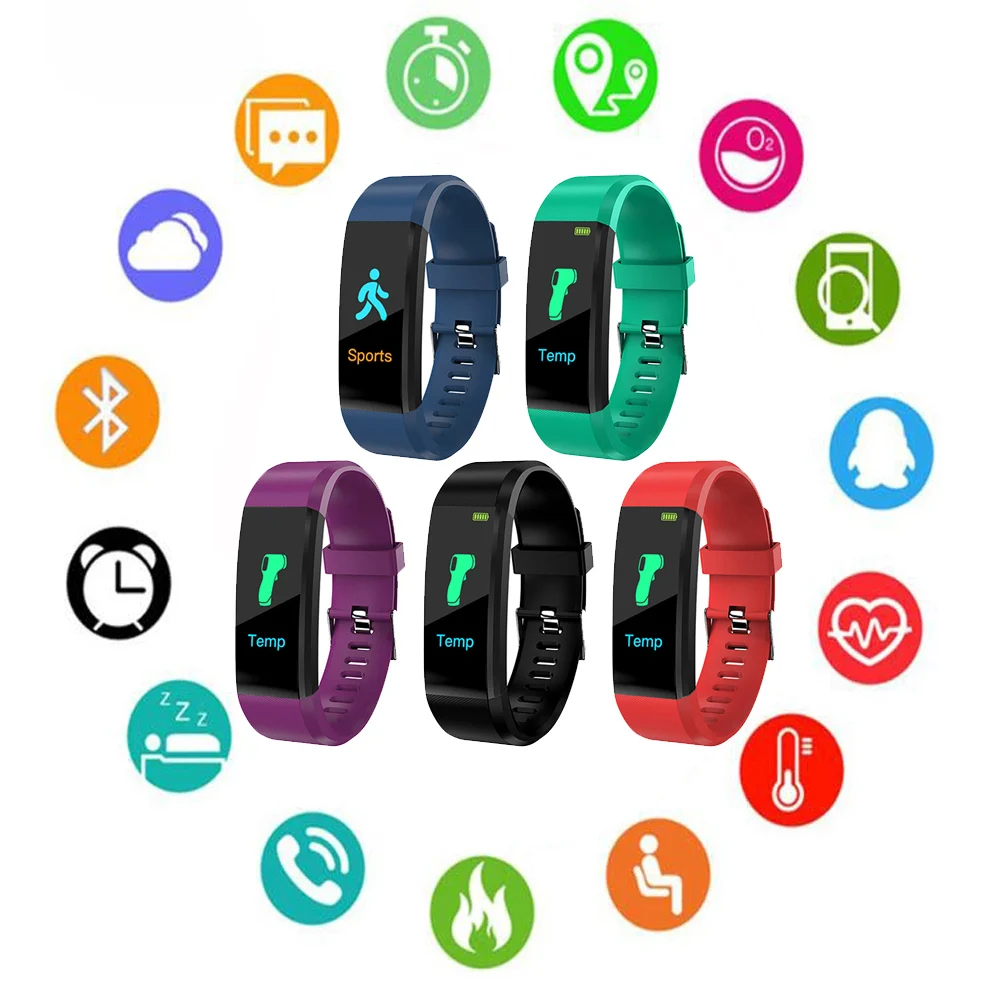 

Smart Watch 115plus Body Temperature Measurement Heart Rate Blood Pressure Bluetooth Sports Bracelet Waterproof Men Women Watch