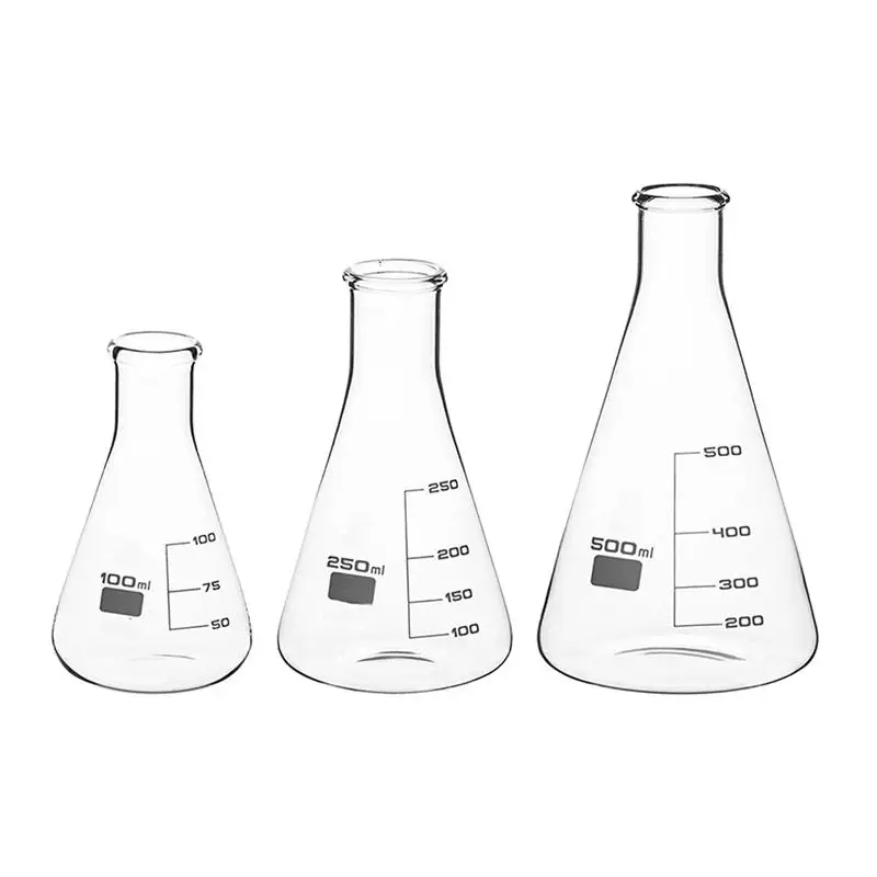 

3 шт., термостойкие плоские колбы Erlenmeyer