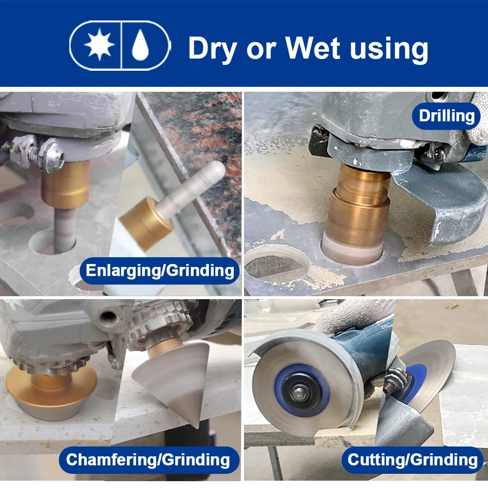 SHDIATOOL 11 шт. набор алмазных инструментов 6/6/8/25/35/50/68 мм сверла + фреза 10 бита для