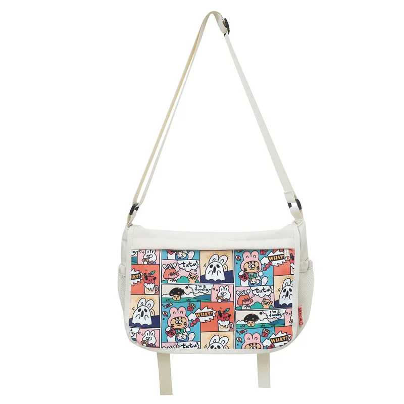 

Cartoon Print Girl Crossbody Bag Japan Style Commuter Postman Bag Tidal Graffiti Student Schoolbag Literary Women Shoulder Bag