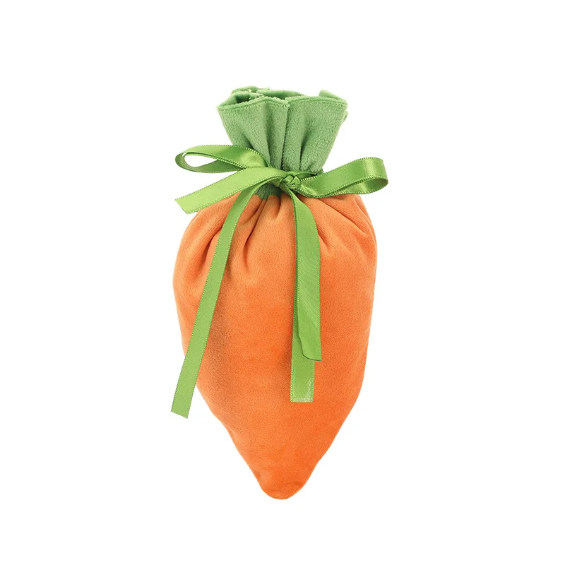 

10/20Pcs Easter Carrot Bag Party Candy Bag Gift Wrap Bag Velvet Cloth Bags for Party Biscuit Snack Cookie Bag Decor Orange Bag