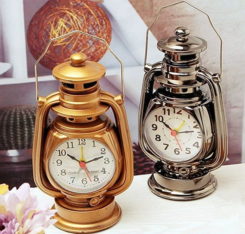 Reloj Despertador Vintage, lámpara de aceite Retro, luz de mesa, decoración de...