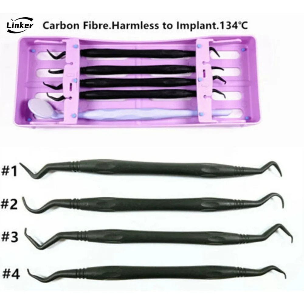 

Dental Carbon Fiber Implant Scaler Curettes Scaling Tip Tooth Scraper with Mouth Mirror Purple Set