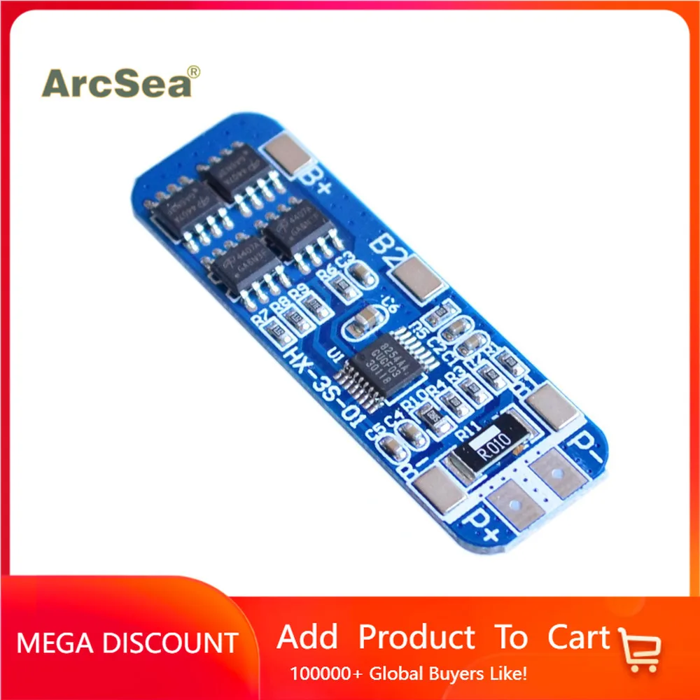 50x21x1 мм 10 А BMS Защитная плата зарядного устройства для упаковки литий-ионных и литиевых батарей 3S 18650 по оптовой цене