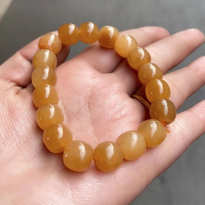 Аутентичный коричневый сахарный нефритовый женский браслет с бусинами в