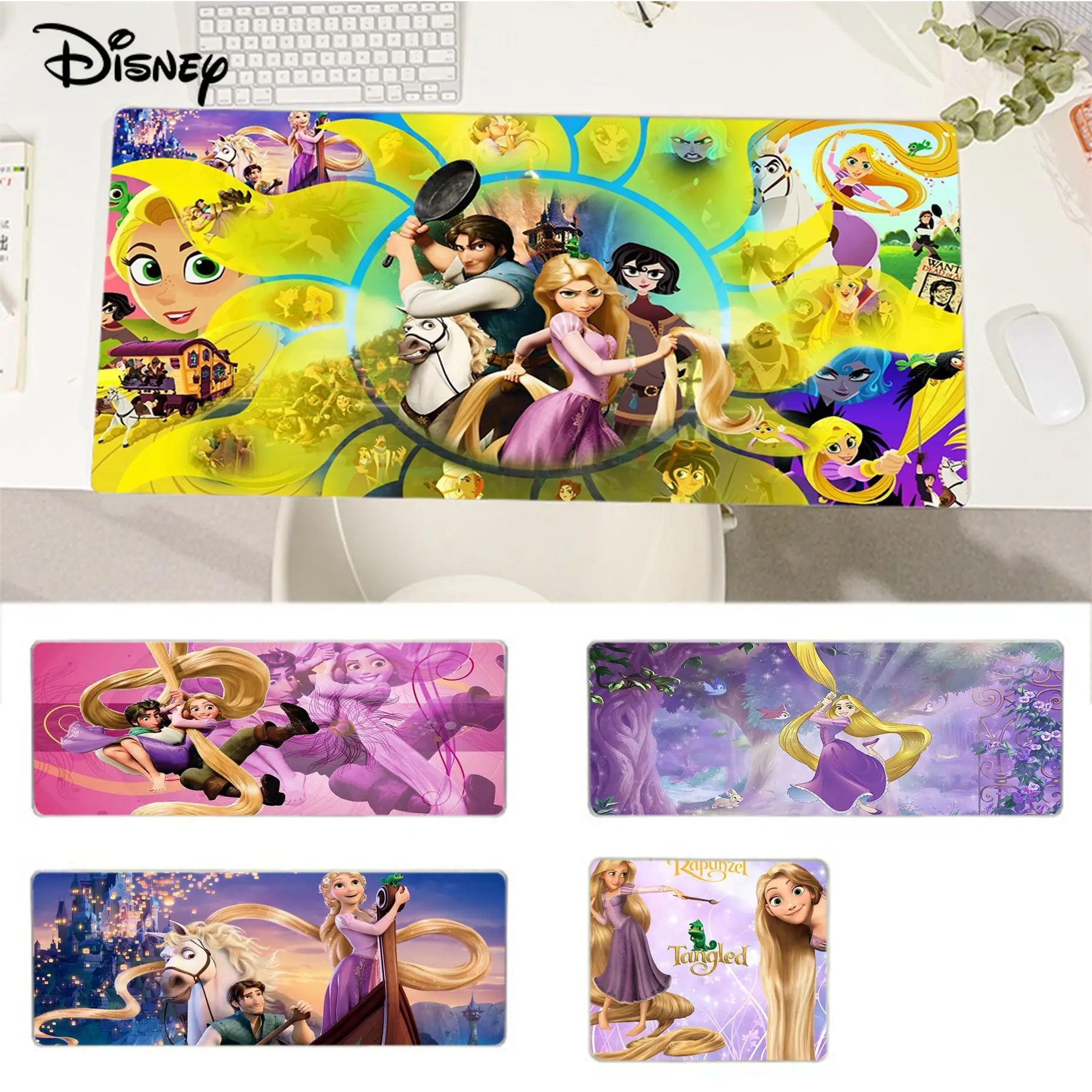 

Disney Tangled Mousepad Girl Pad Keyboards Mat Rubber Gaming Mousepad Desk Mat Size For Large Edge Locking Game Keyboard Pad