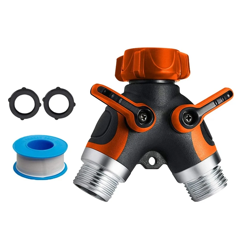 

Hose Splitter 2 Way, Metal Connector, Two Way Garden Hose Splitter, High Flow Spigot Faucet Bib Adapter, Lead Free