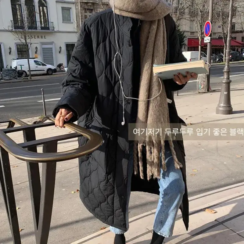 Loose Warm Parkas Coat Women Casual Solid Stand Collar Mid-length Thickened Padded Jackets2022 Autumn Winter Chic Overcoat Lady