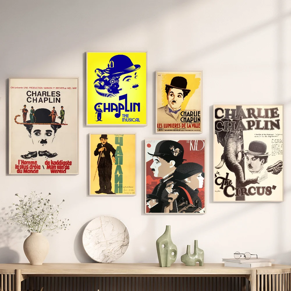 Funny C-Chaplins Movie Sticky Posters Whitepaper Sticker DIY Room Bar Cafe Wall Stickers