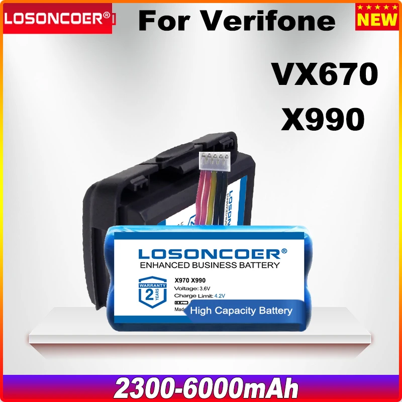 

LOSONCOER 2300-6000mAh Battery For Verifone VX670 VX680 VX620 Battery