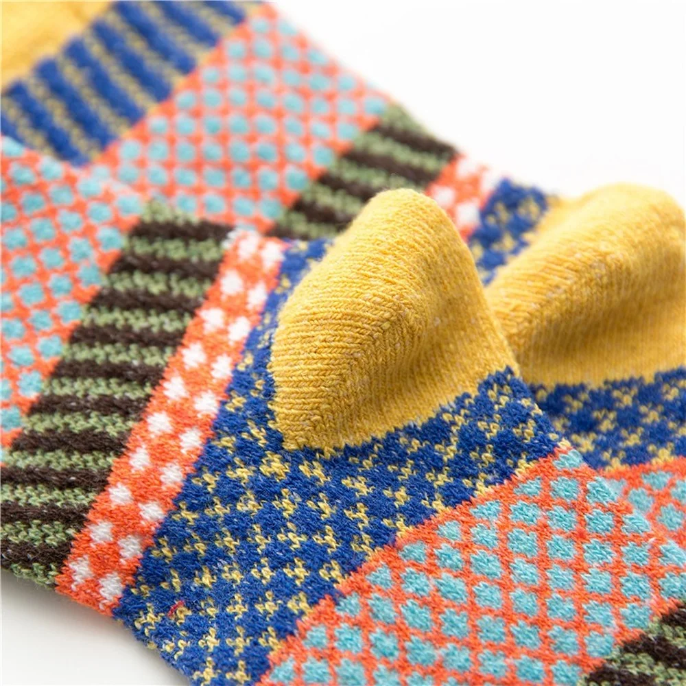 5 Pairs Autumn and Winter Women Rabbit-wool Socks High Quality Super Thicken Warm Vertical Stripes Cashmere Socks EU35-40
