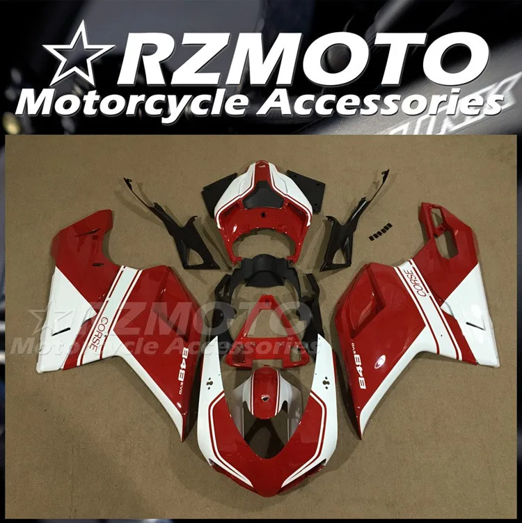 

4Gifts New ABS Fairings Kit Fit For Ducati 848 1098 1198 Evo 2007 2008 2009 2010 2011 2012 2013 2014 Bodywork Set White Red