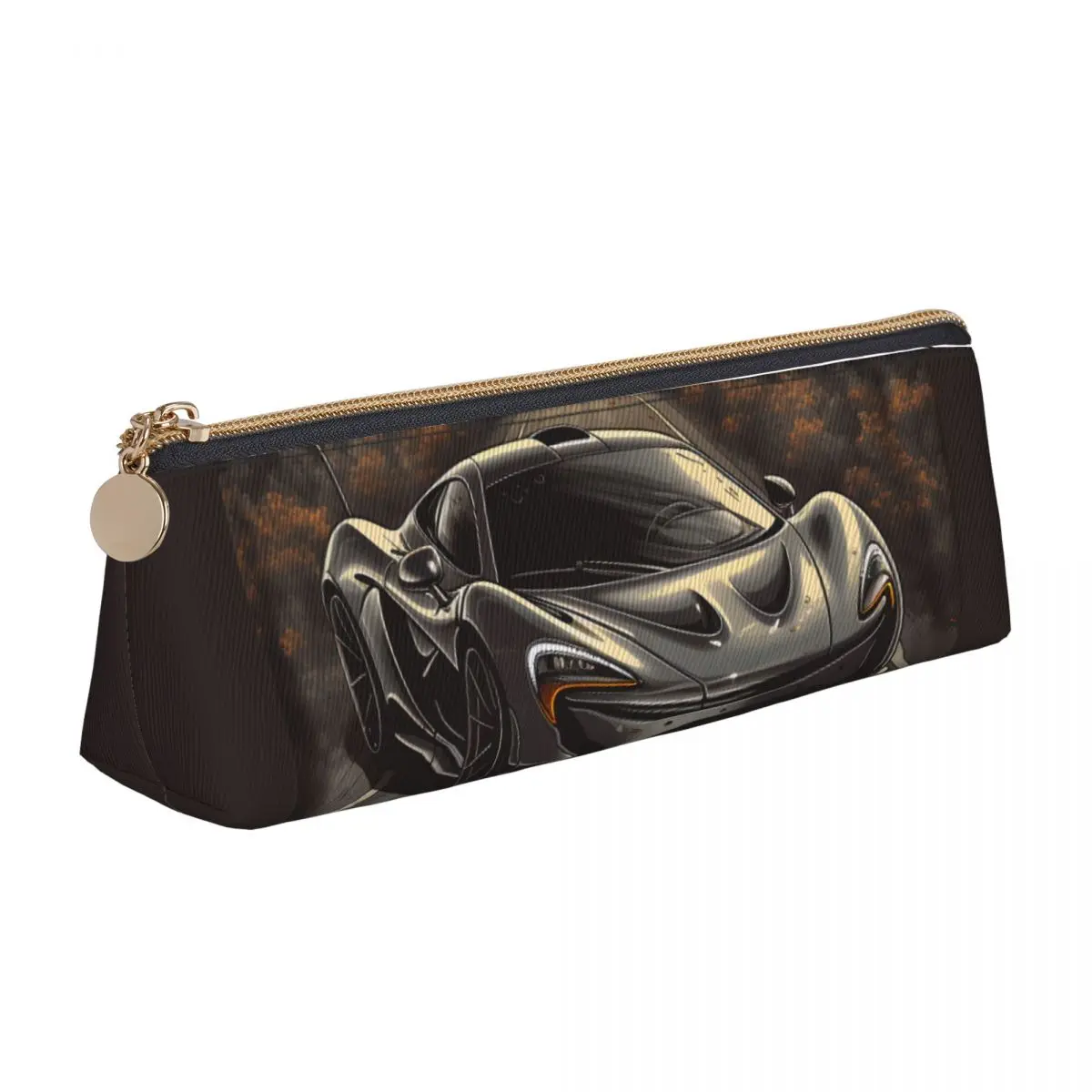

Powerful Sports Car Triangle Pencil Case Car Road Boy Girl School Zipper Pencil Box Kawaii Leather Pen Bag