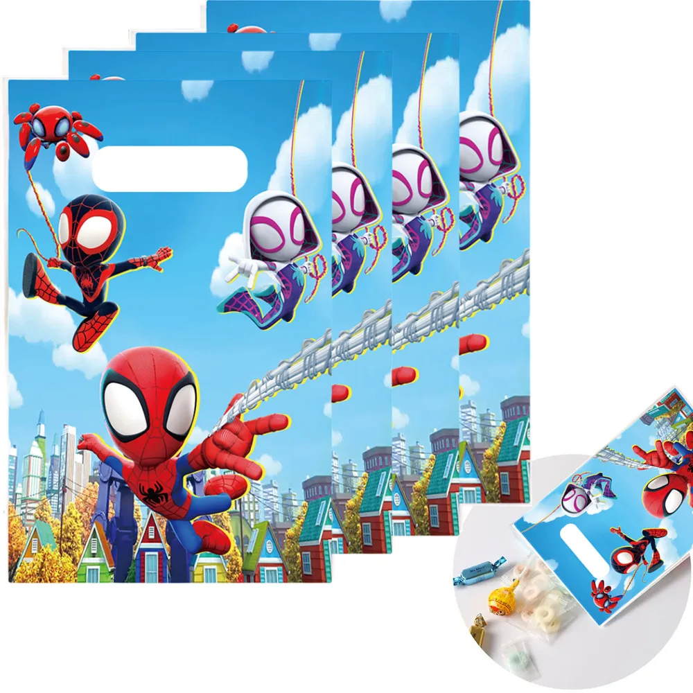 Spidey And His Amazing Friends Theme Gift Candy Bag Kids Birthday Decoration Snack Loot Package Festival Party Favor Plastic Bag images - 6