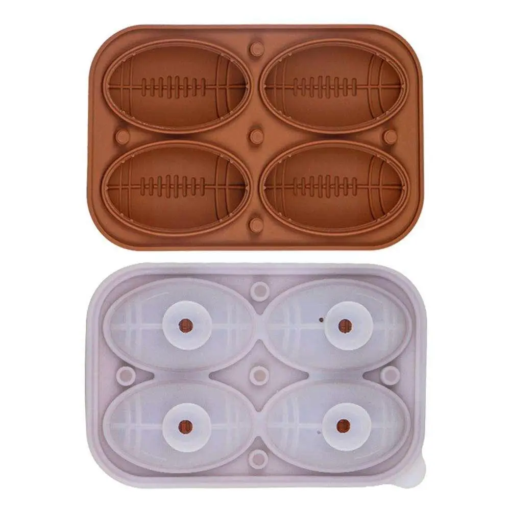 

4Grid Silicone Mold 3D Rugby Shape IceCube Maker Chocolate Mould Candy Dough Mold For Coffee Milk Tea Whiskey Household Ice S8U5