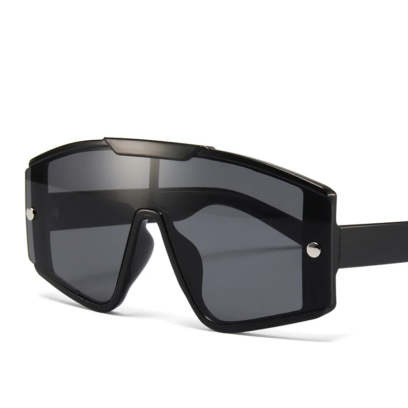 

Женские солнцезащитные очки с заклепками Siamese, большие дизайнерские очки в стиле киберпанк, декоративные синие винтажные очки в стиле стимп...