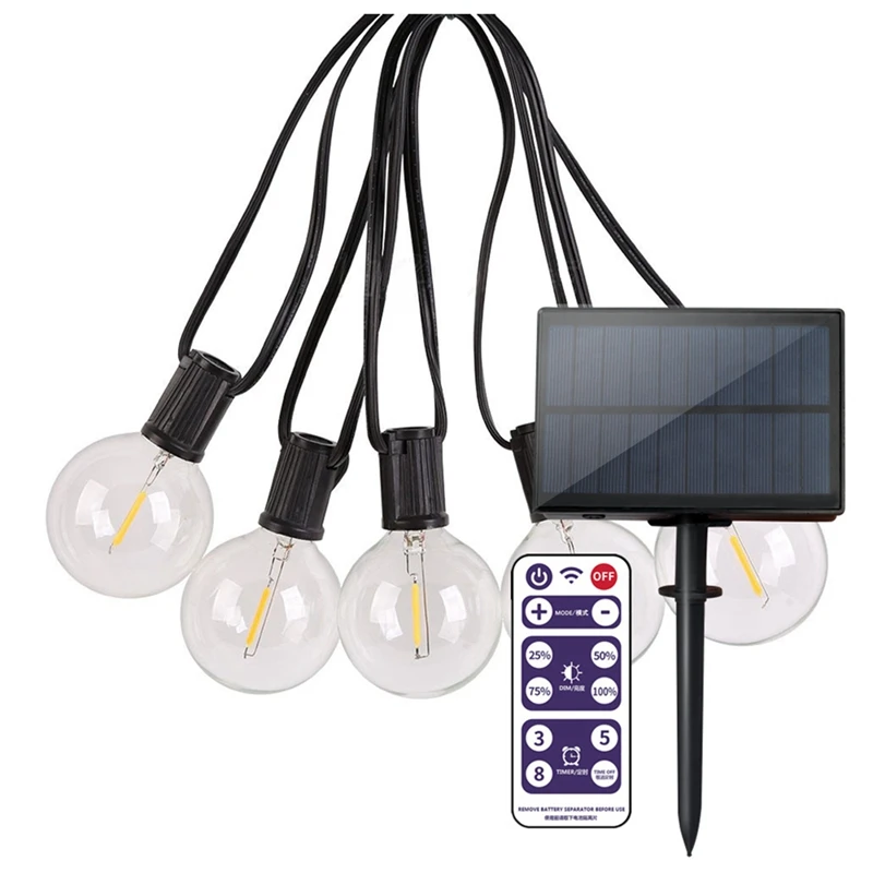 

G40 Solar String Lights With Remote Control Outdoor Waterproof LED Globe Shatterproof Bulbs For Patio Party
