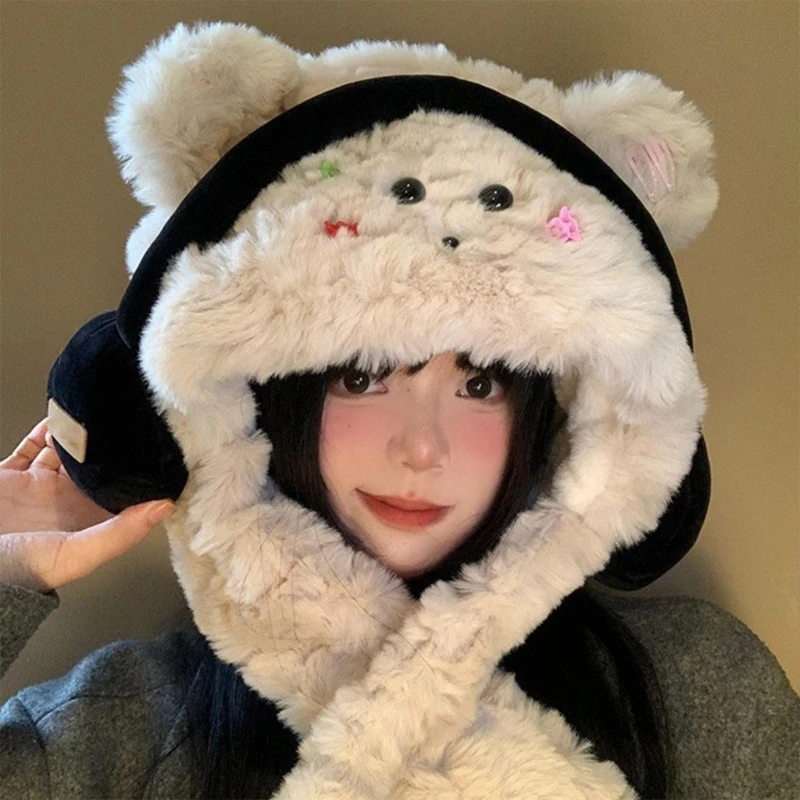 Популярная шапка-наушники для взрослых милая шапка с ушками собак теплая