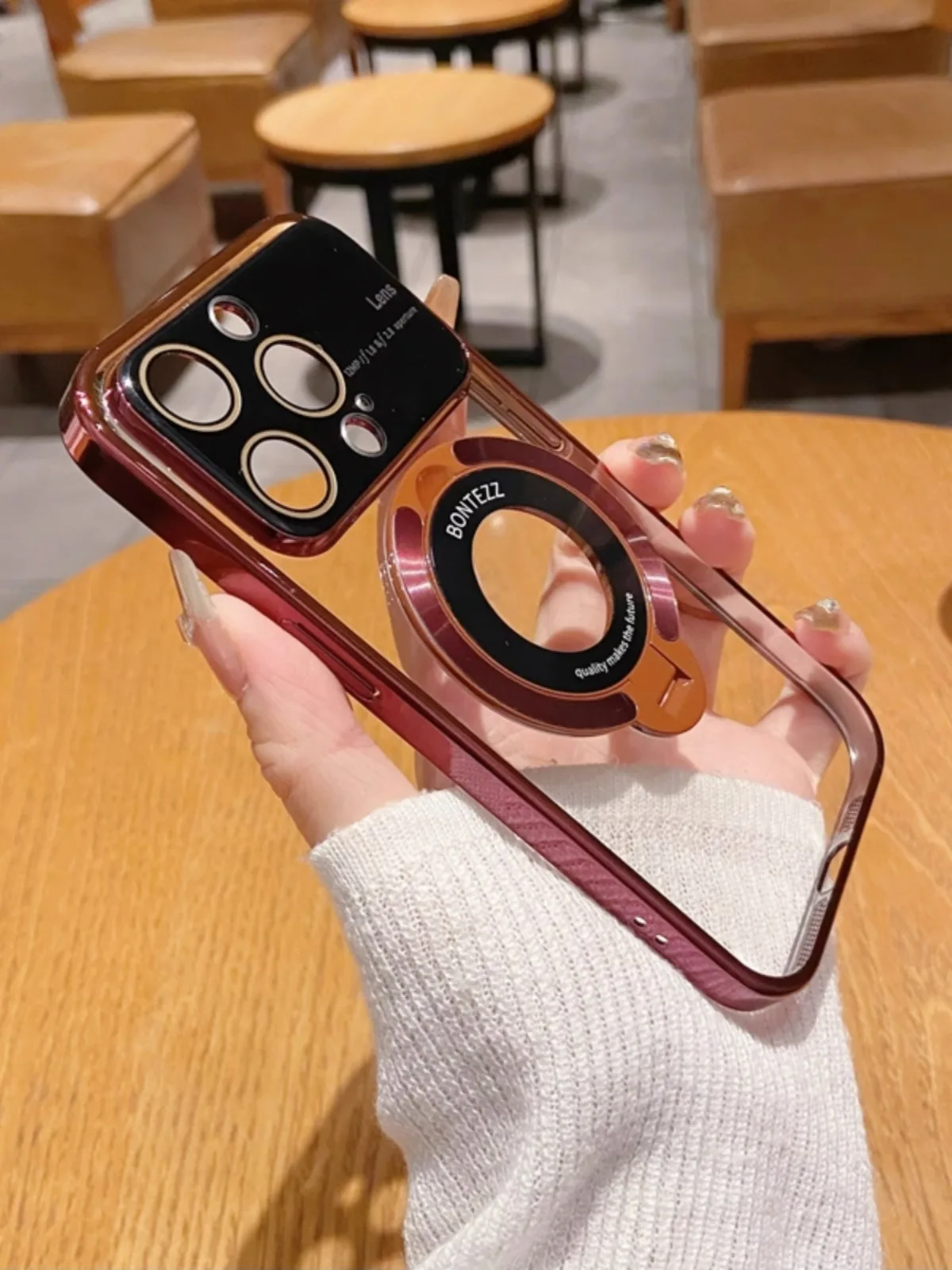 

IPhone 13 phone case 14promax suitable for iPhone 15pro phone protective case 13pro red large window 11/12pro transparent magnet