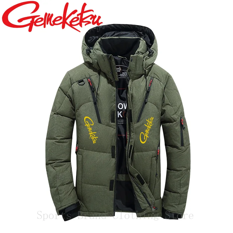 Новый Зимний толстый и теплый мужской пуховик со съемной шапкой куртка из белого