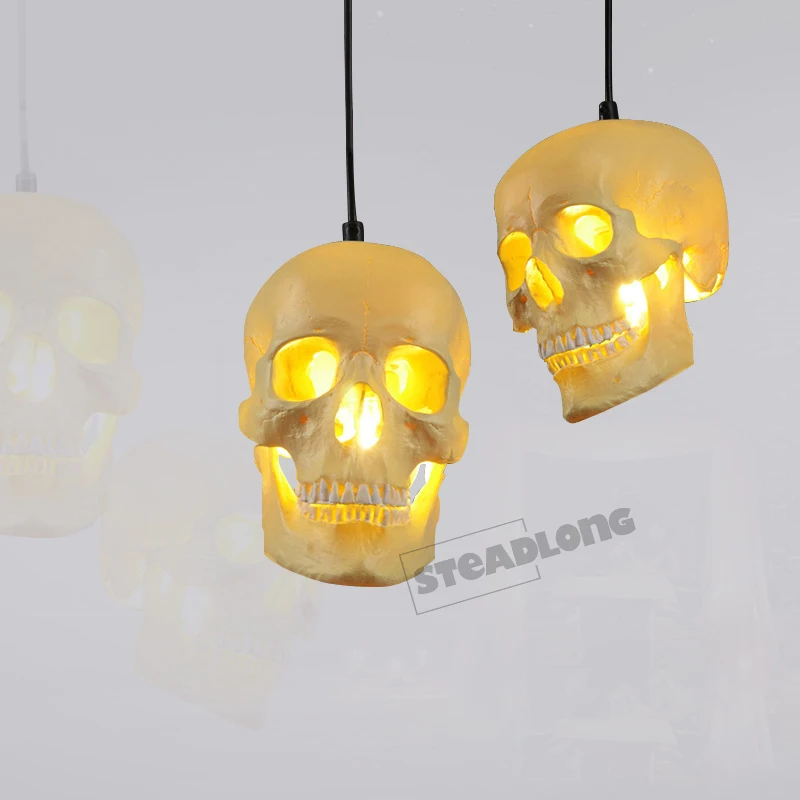 

Маленькие потолочные люстры с черепом в стиле ретро, Подвесная лампа для столовой, спальни, бара, кофейни, магазина одежды, подвесной светил...