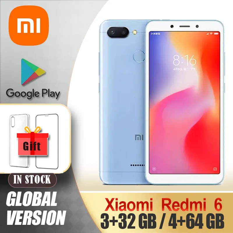 Смартфон Xiaomi Redmi 6 4 Гб + 64 ГБ Восьмиядерный Helio P22 аккумулятор 3000 мАч камера 12 МП Andriod