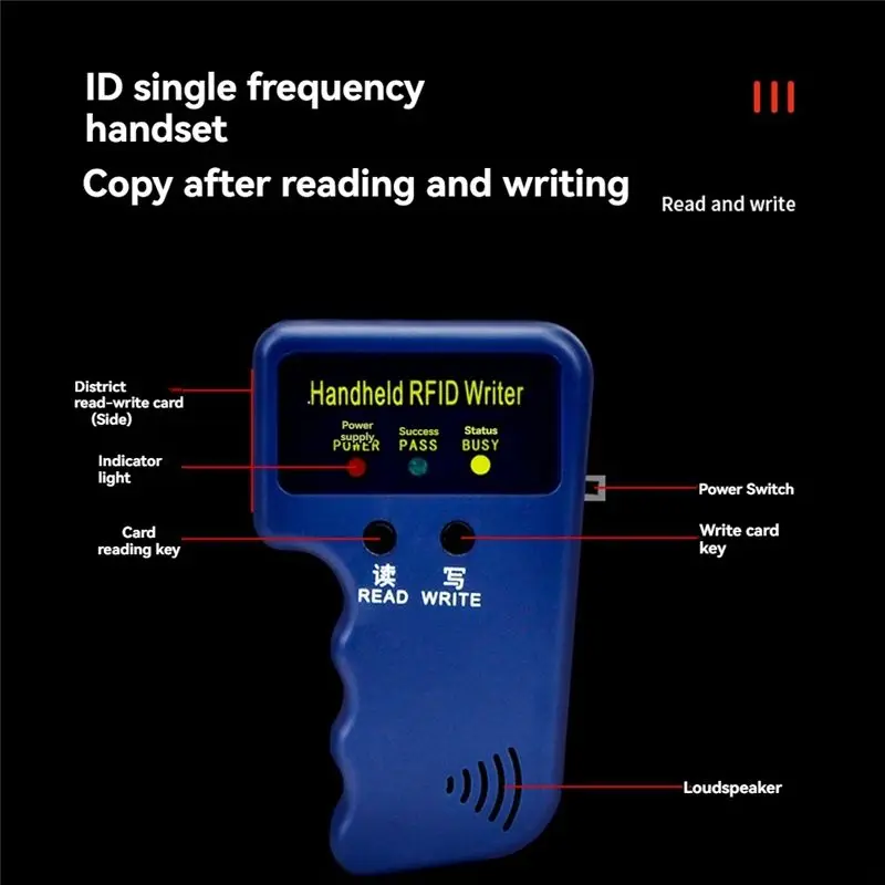Фото ABZZ-125Khz RFID-считыватель карт + 2 брелока, комплект для копирования, записи, дублирования и программирования ID-карт, поддерживает копирование тегов EM4305 и T5577, каждая из которых является записываемой. №4