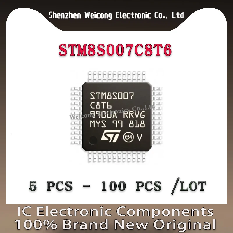 

100% New STM8S007C8T6 STM STM8 STM8S STM8S007 STM8S007C STM8S007C8 IC MCU 8BIT 64KB FLASH 48LQFP