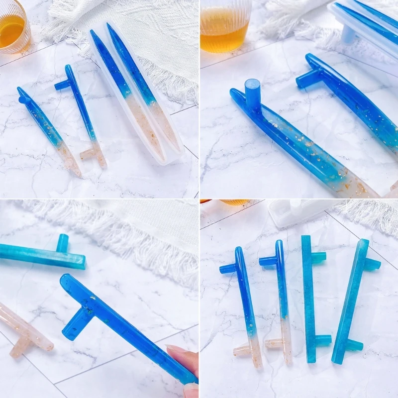 

Nonstick Tray Handle Silicone Mold Unique Crystal Handles Resin Casting Mold 28TF