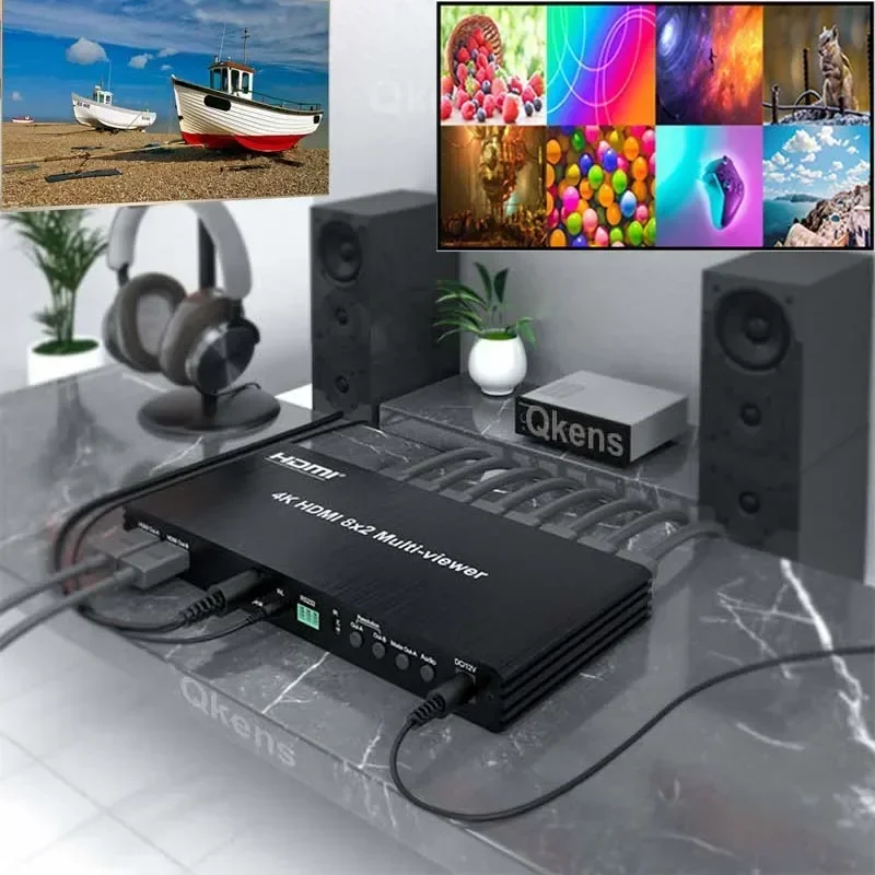 Фото Мультипросмотр HDMI с четырехэкраном, 4K, 60 Гц, 8x2, бесшовный переключатель HDMI, 8 входов, 2 выхода, 8-канальный мультиплексор видео, мультиверы №2