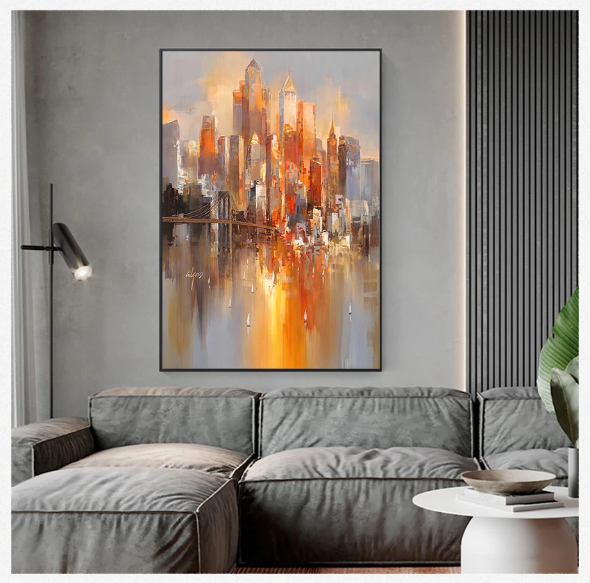

Poster Print Wall Art Pictures For Pub Living Room Aisle Home Decorative Modern Abstract Building Canvas Painting City Landscape
