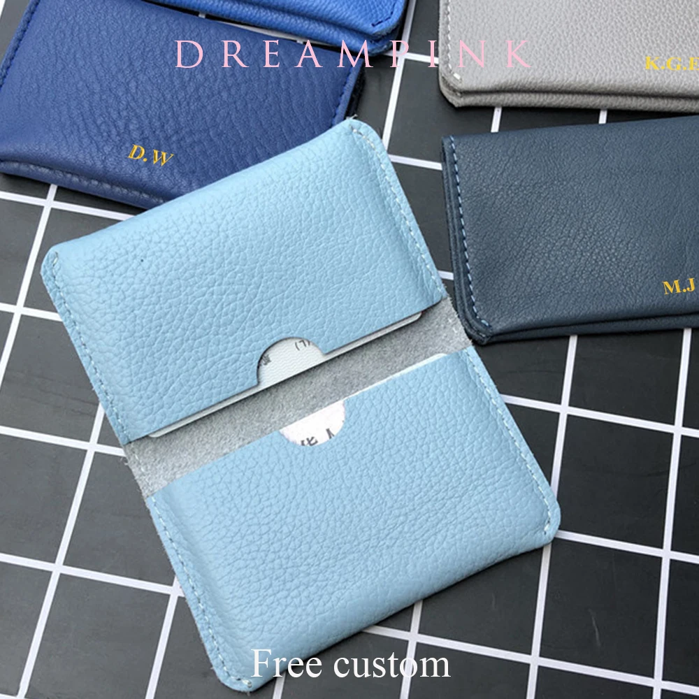 Custom Initials Luxury Men Card Holder Simple Personalize Logo Letters Business Name Card Sleeve Dropshiping Women Cardholder