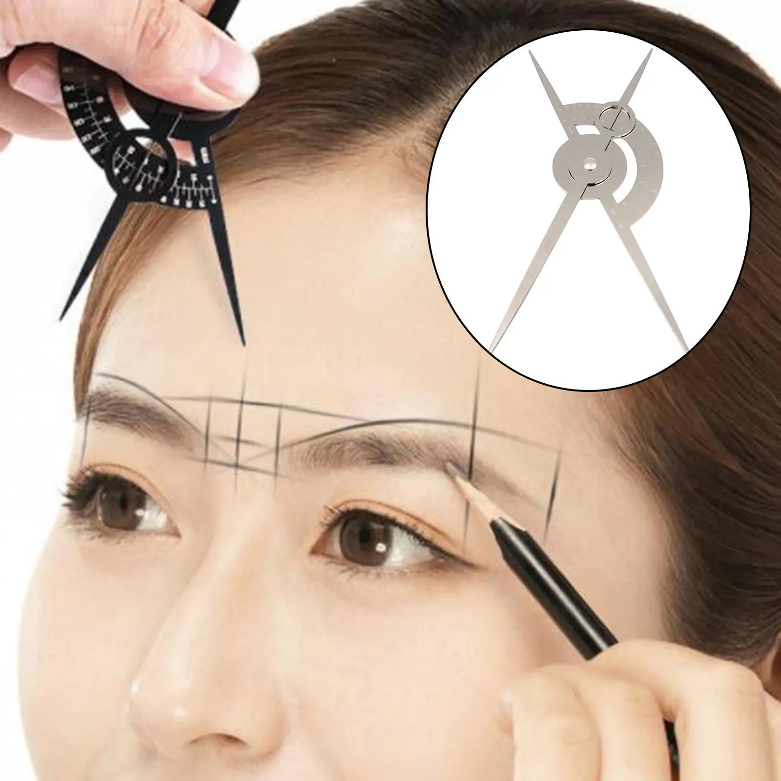 

Eyebrow Caliper Microblading Permanent Makeup Ratio Measuring Tool Silver