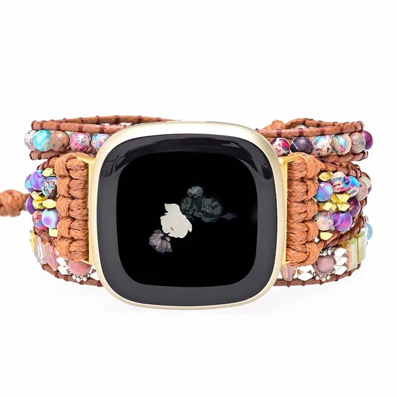 Natural Gemstone Bohemian Bracelet Strap For Fitbit Versa 2/Versa 3 Band Watchband Rope Bead Wristband For Fitbit Versa 3 Strap