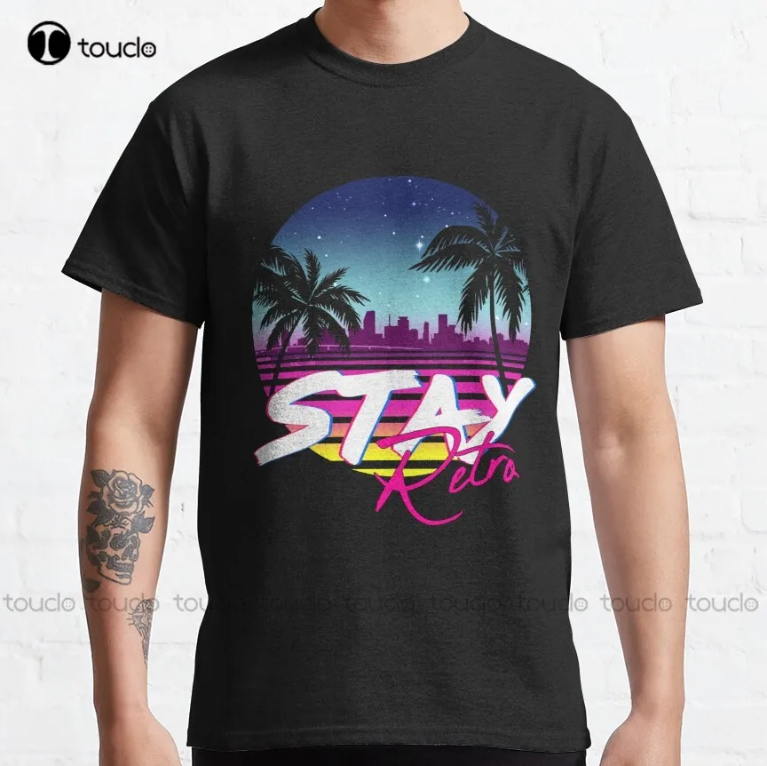 

Stay Retro - Miami Vice Synthwave Nights Classic T-Shirt Couples Shirts Custom Aldult Teen Unisex Digital Printing Tee Shirts