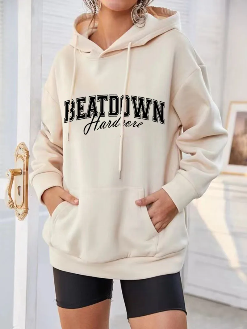 

New Alphabet Print Hoodie Trendy Men's Sweater Simple Casual Pullover Sudaderas Con Capucha Hombre