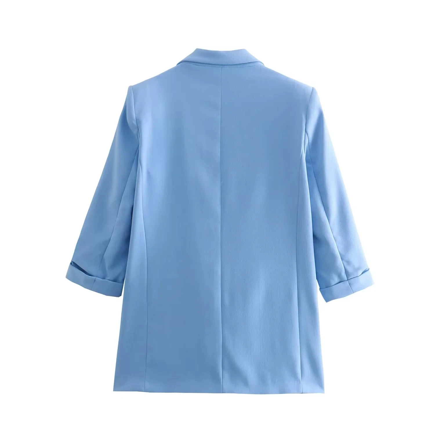 Dave&Di England Style Office Lady Fashion Jacket Tops Blue Color Casual Blazers Women