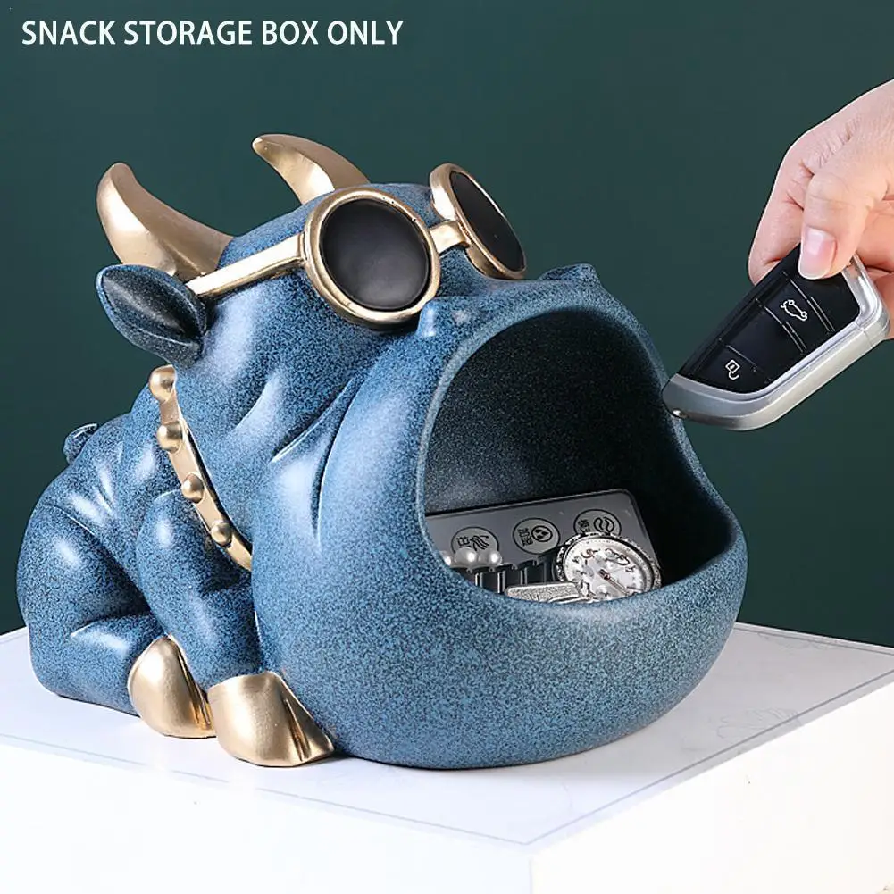 

Cool Dog Figurine Big Mouth Dog Storage Box Resin Art Sculpture Table Decoration Ornament Desktop Storage Organizer Home Decor