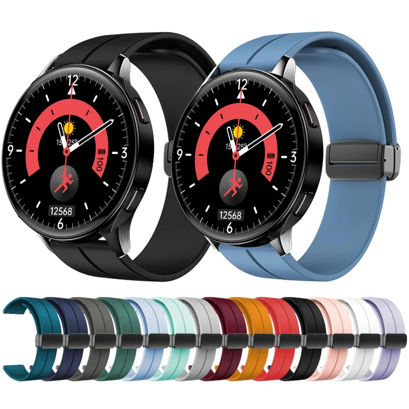 

Magnetic Folding Buckle Band for Samsung Galaxy Watch 5 Pro 45mm Silicone Strap for Galaxy Watch 4 6 Classic Watchband Bracelet