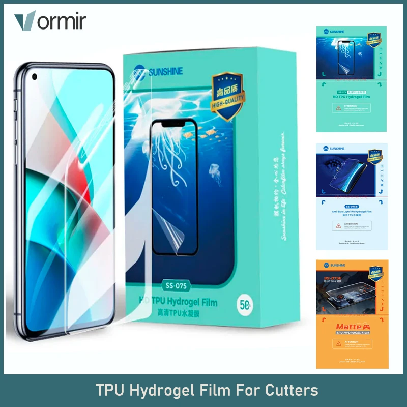 50pcs Sunshine TPU Hydrogel Film for Cutters Mobile Phone Screen Protector HD Matte Anti-blue Front Film for Cutting Machine