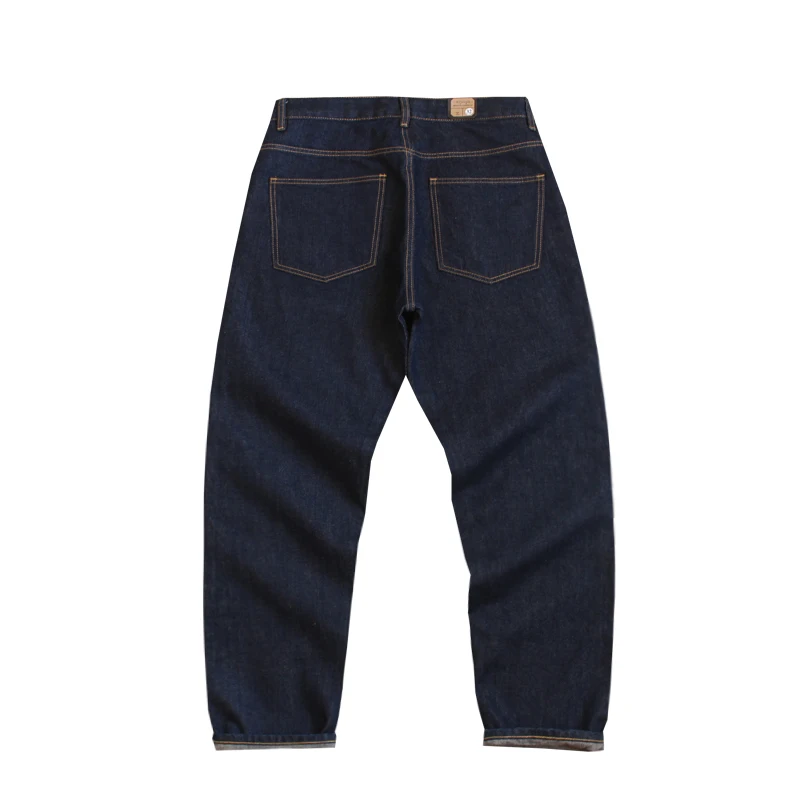 Red cloth jeans men's heavy washed small straight Japanese retro dark tough denim trousers