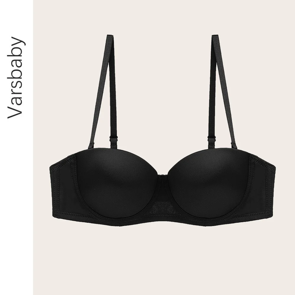 

Varsbaby Women Newest Underwear Push Up Underwear Removable Tube Top Solf Bra Half Cup Comfortable Top Sexy Backless Bralette