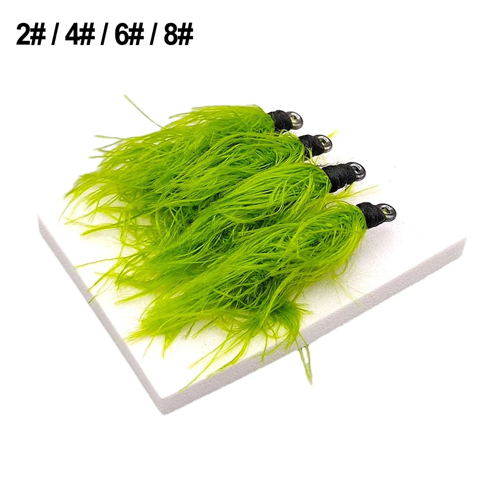 

4pcs Fly Fishing Grass Hook Fly Hook Seaweed Fish Hook For Grass Carp Bream Camouflage Carp Fishing Hook Water Grass Lure