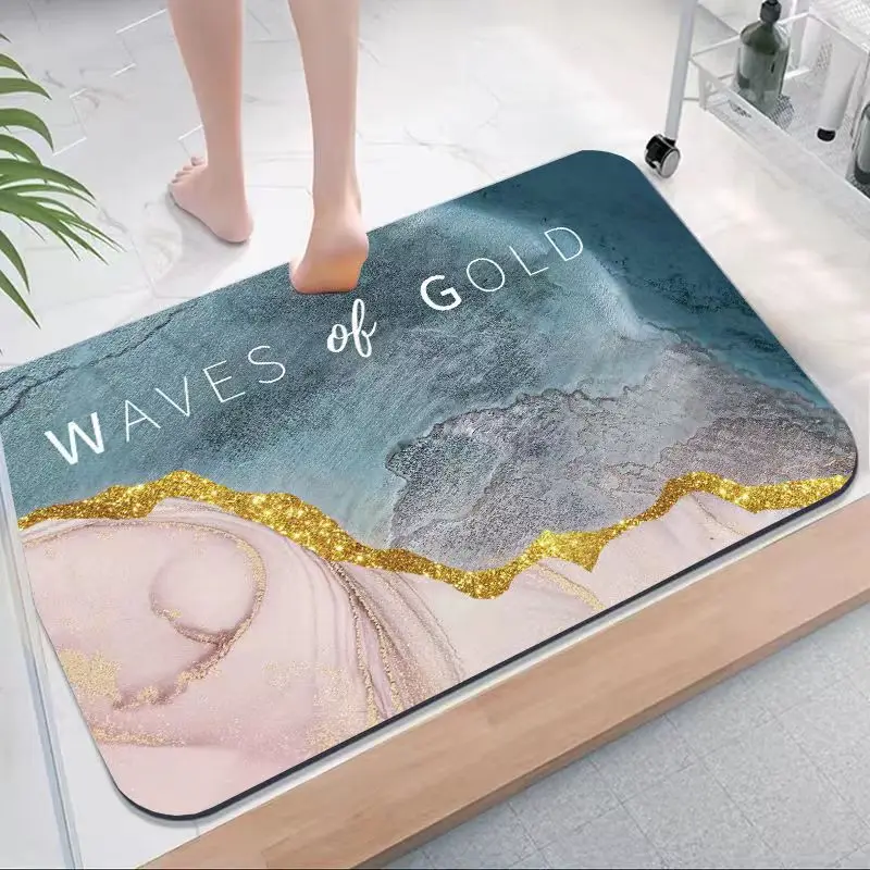 

Waves of golde Carpet Rug for Living Room Anti Slip Floor Mat Kitchen Bedroom Bathroom Absorbent Carpet Mat Hallway Doormat