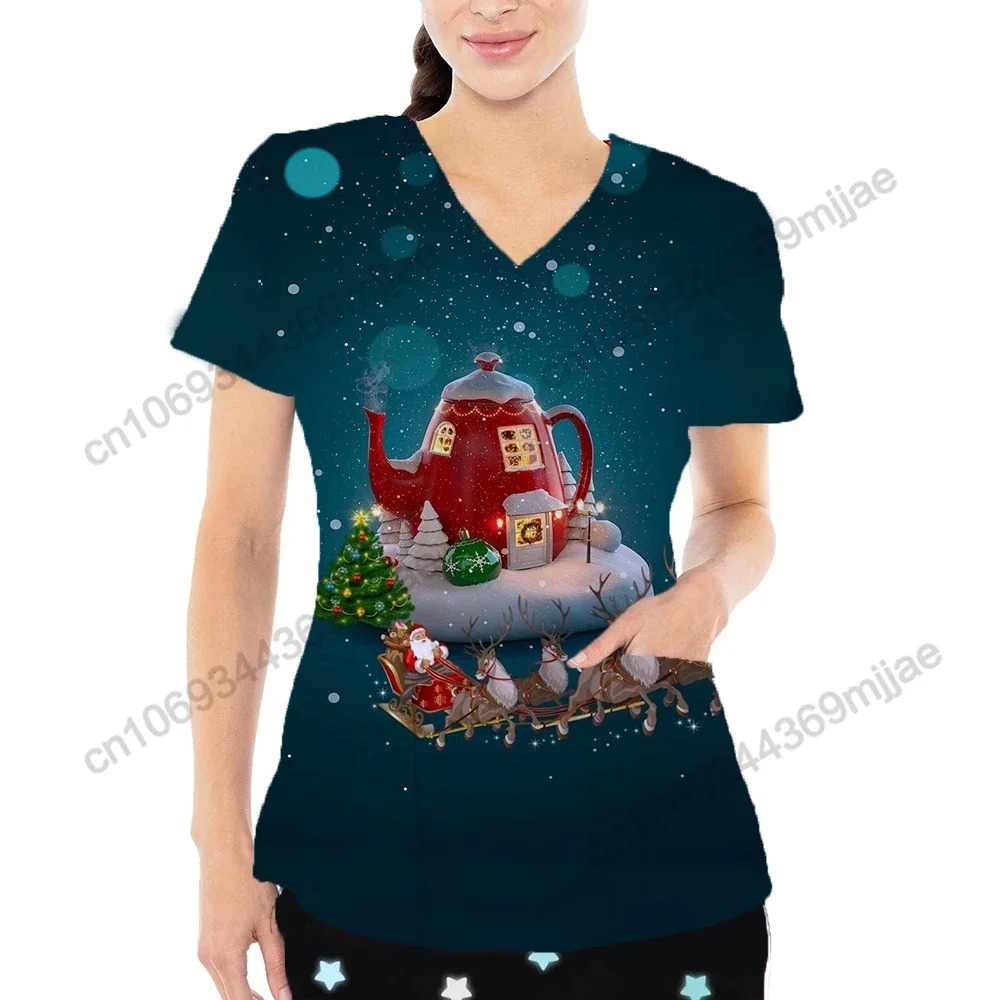 Женская футболка с V-образным вырезом карманами